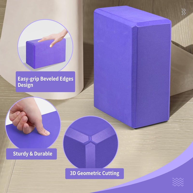 Corsiampoo Yoga Blocks 2 Pack 9x6x3 Inches, Sturdy Foam Yoga Block, Premium EVA, Non Slip High Density for Pilates Meditation, Stretching and Toning - Image 3
